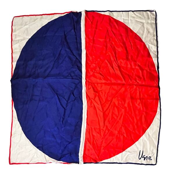 Vintage Vera Neumann Scarf -Signed - Red & Blue Circle - Picture 1 of 7